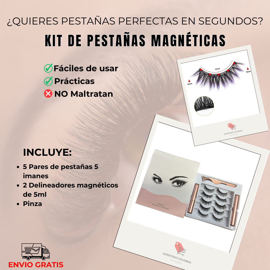 Kit de Pestañas Magnéticas 4D (recibe 5 pares)